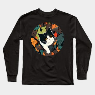 Funny Cat Face Help Me - Cute Cats Long Sleeve T-Shirt